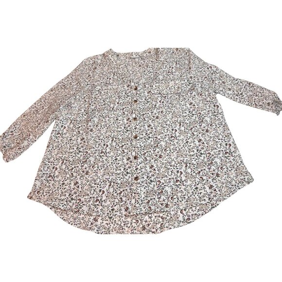 Croft Barrow Womens Hinge Ditsy Floral Button Down V Neck Blouse Long Sleeve XL - Picture 3 of 10